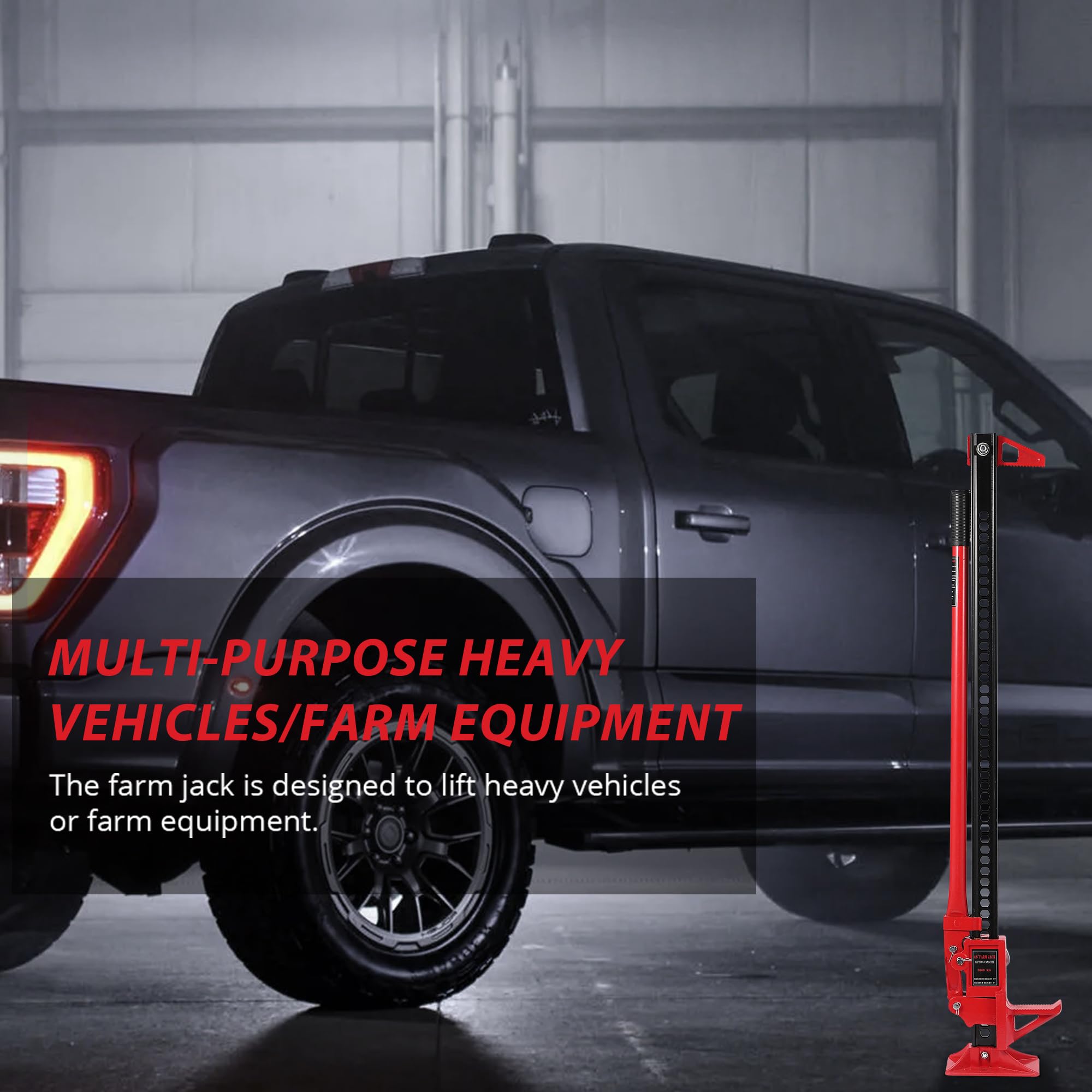 Garvee High Lift Recovery Jack 60" - 3.5 Ton (6000 lbs) Heavy-Duty Off-Road Farm Jack with Wide Base, Multi-Purpose Utility Lifter for Cars, Trucks, SUVs, Trailers, 4x4, and Farm Use