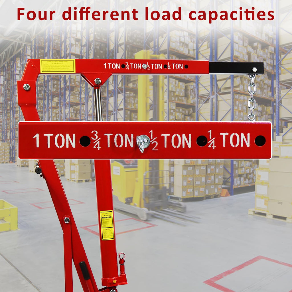 Garvee 1 Ton Folding Engine Hoist, 2200 LBS Lift for Shop Use