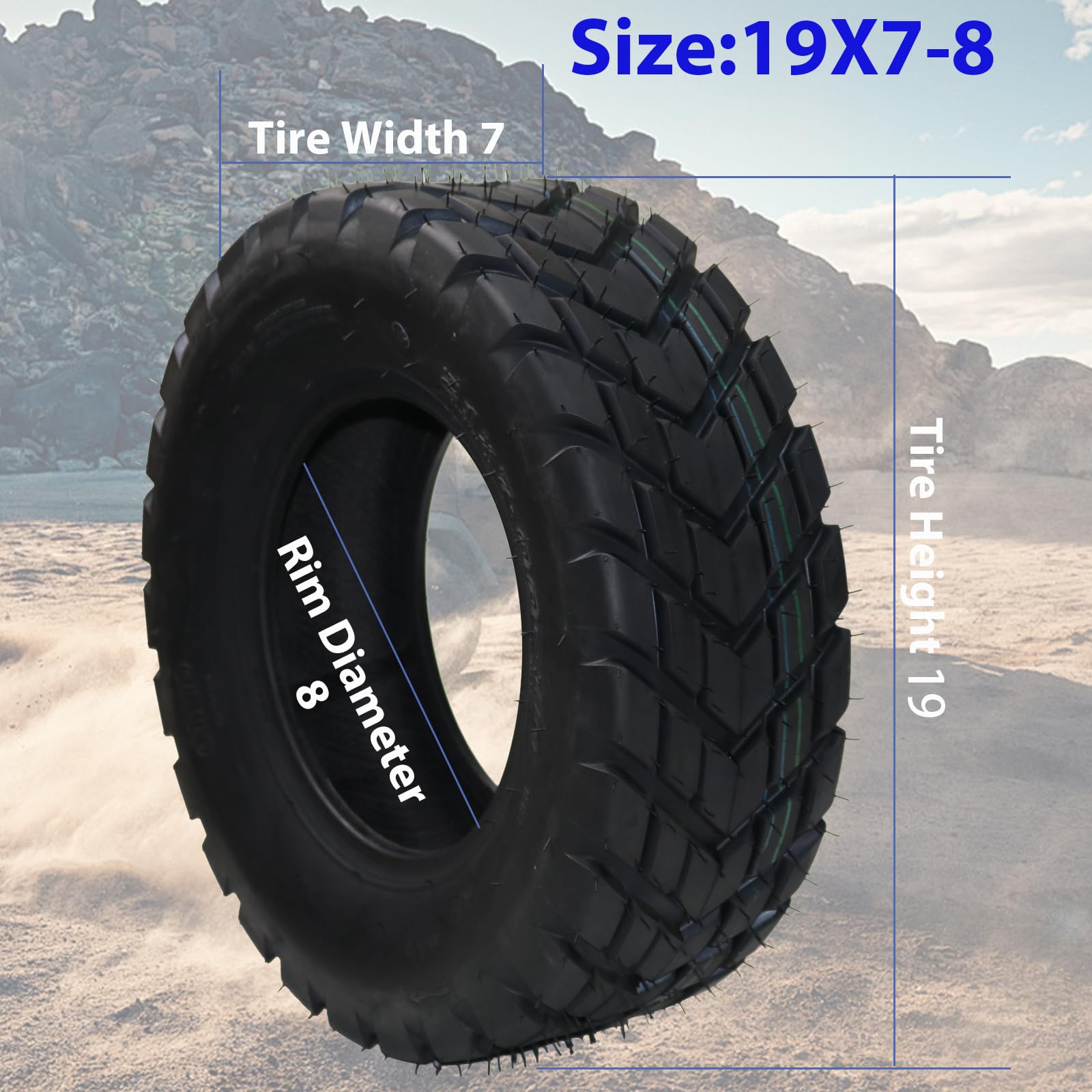 Garvee 2 Pack 19x7-8 ATV Tires 4 PR All-Terrain Tubeless Off-Road Tires for ATV UTV Trail Sand Mud Black