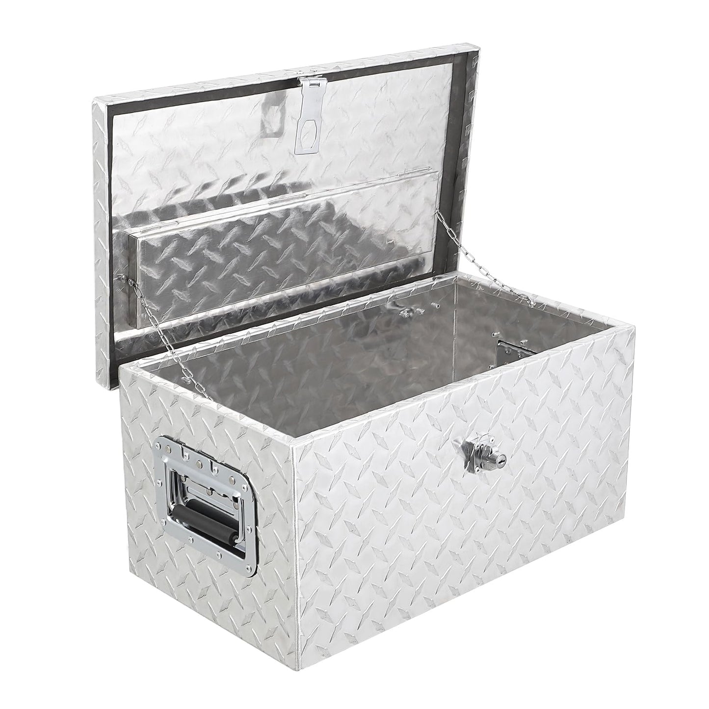 Garvee 20 Inch Aluminum Diamond Plate Tool Box With Lock and Keys, Heavy Duty Waterproof Truck Storage Organizer Chest for Pick Up Truck Bed, Rv Trailer/Van With Side Handle