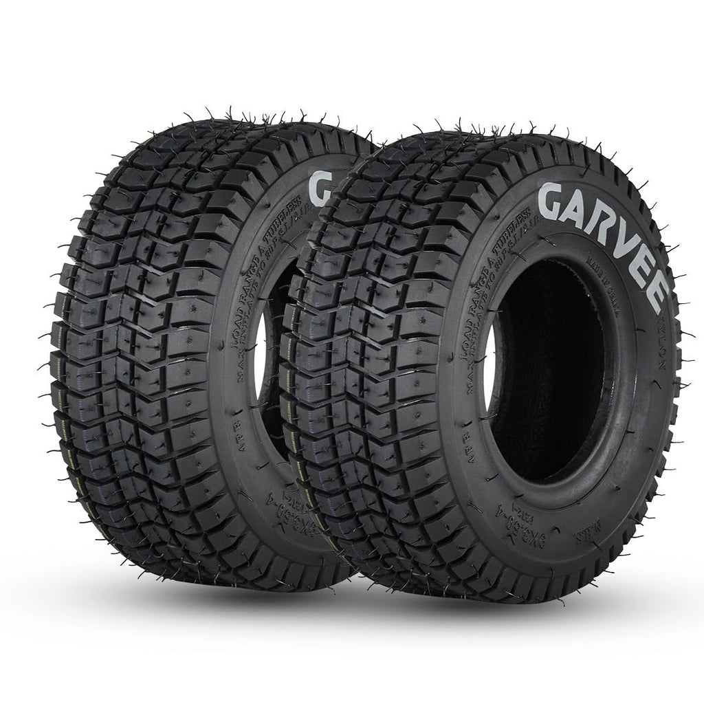 Garvee 2 Pack 9x3.50-4 Lawn Mower Tire V Pattern Tubeless for Lawn Garden Riding Mower Tractor Golf Cart Utility Vehicles 4PR Black