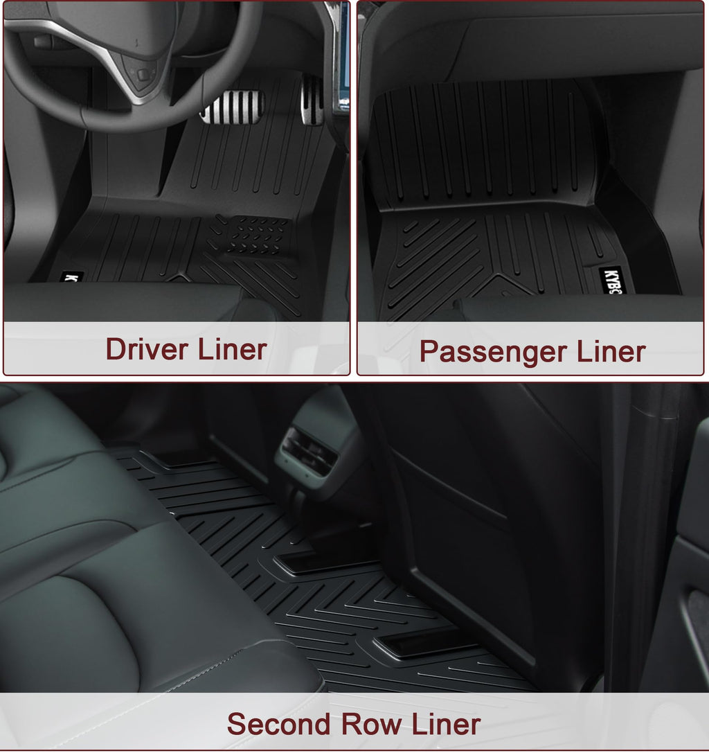Garvee 2020-2023 Tesla Model 3 TPE Floor Mats, TPE,1st & 2nd Row