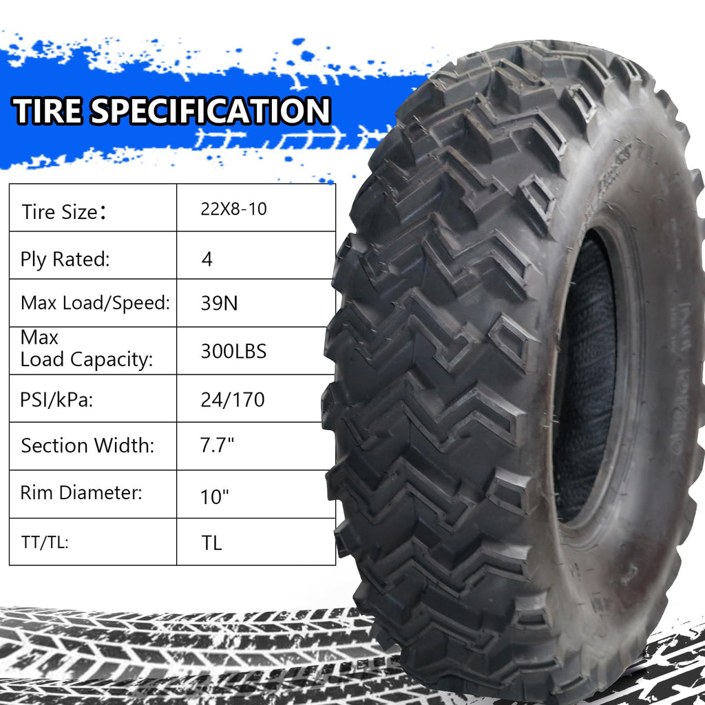 Garvee Set of 2 ATV UTV Tires 25X10-12, 6PR All Terrain 25x10x12 ATV UTV Off-Road Tires, Max Load 740 Lbs each Tire, Tubeless QD-115(S)