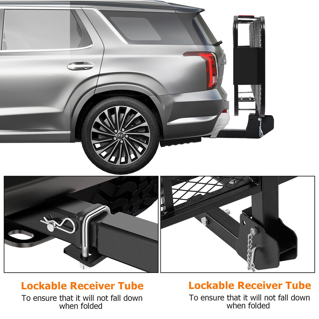 Garvee 60x20x6 Inch 500lb Capacity Folding Cargo Basket , Hitch Mount