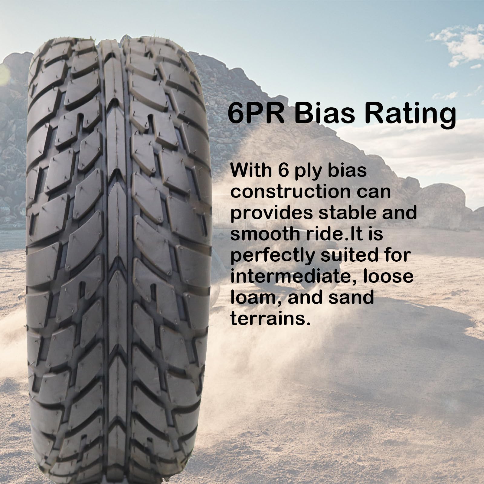 Garvee 2 Pack 25X8-12 ATV Tires 6 PR All-Terrain Tubeless Off-Road Trail Sand Mud Tires Black
