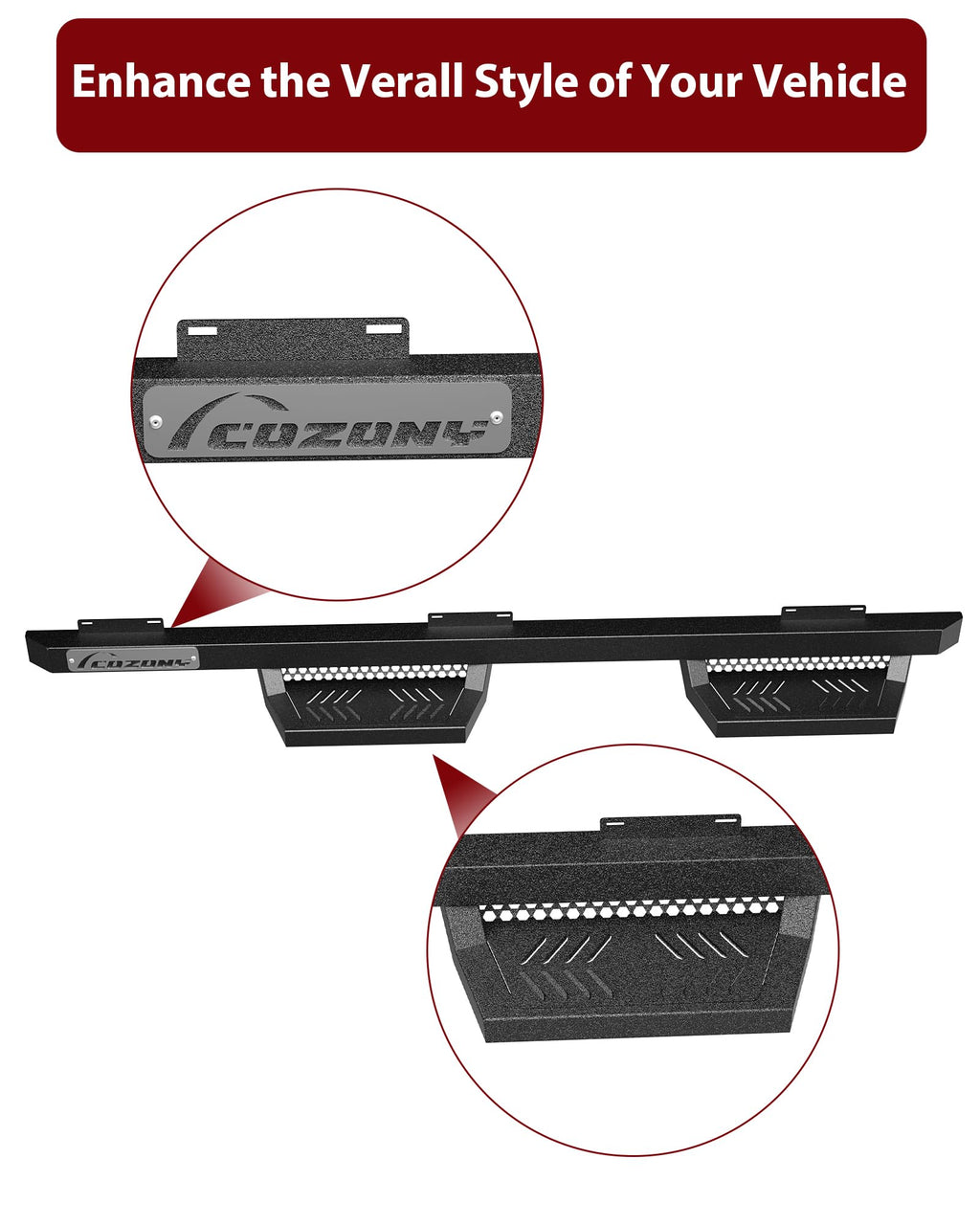 Garvee Running Boards Drop Side Steps for 2015-2024 Ford F150 SuperCrew; 2017-2024 F-Super Duty SuperCrew, Textured Black Truck Nerf Bars