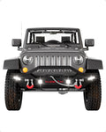 Garvee Front Bumper Compatible with 2007-2018 Jeep Wrangler JK & Unlimited, Rock Crawler Off-Road Bumper with Winch Plate & 4 LED Lights & D-rings Black