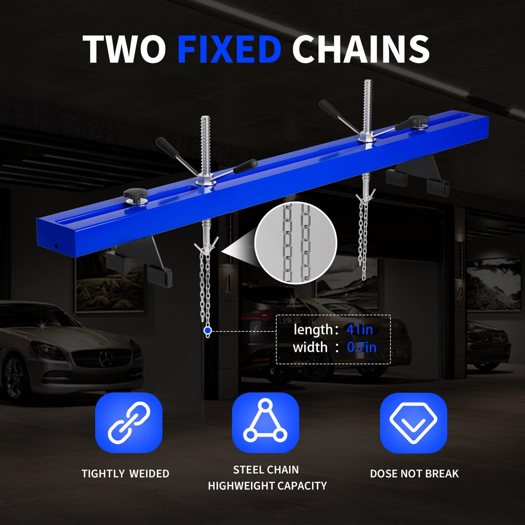 Garvee Engine Support Bar 1100 LBS Capacity Dual Hooks Motor Lift Hoist for Home Garage Auto Repair, Blue