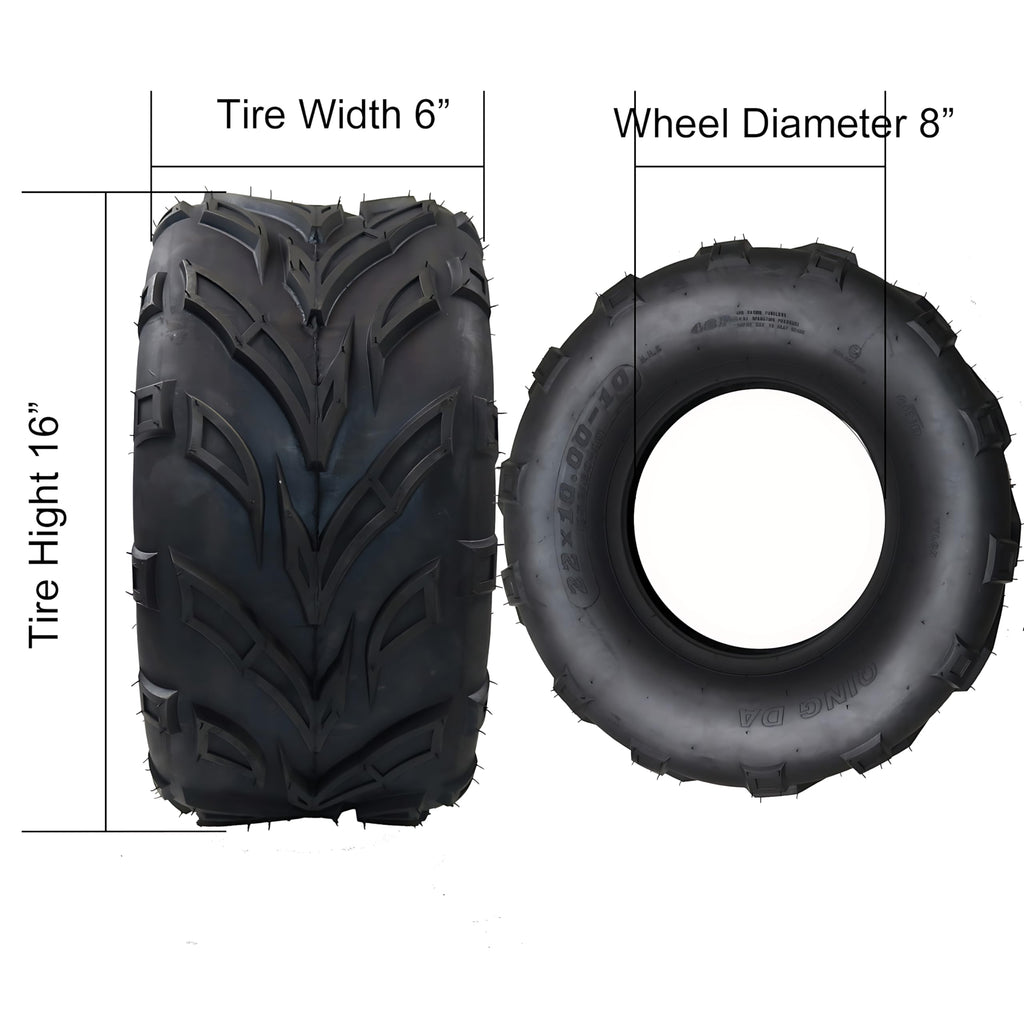 Garvee Go-Kart Sport ATV Tires Set of 4 16X6.00-8 Off-Road Tubeless Tires for Agricultural Machinery, Rugged Black