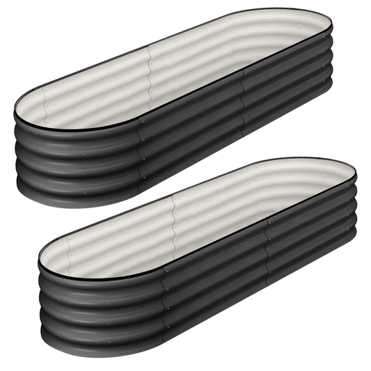 Garvee 2-Pack 4.5'x2'x1' Oval Galvanized Raised Garden Beds Open Base Metal Planters, Tool-Free Assembly, Large Outdoor Planter Boxes, Gray