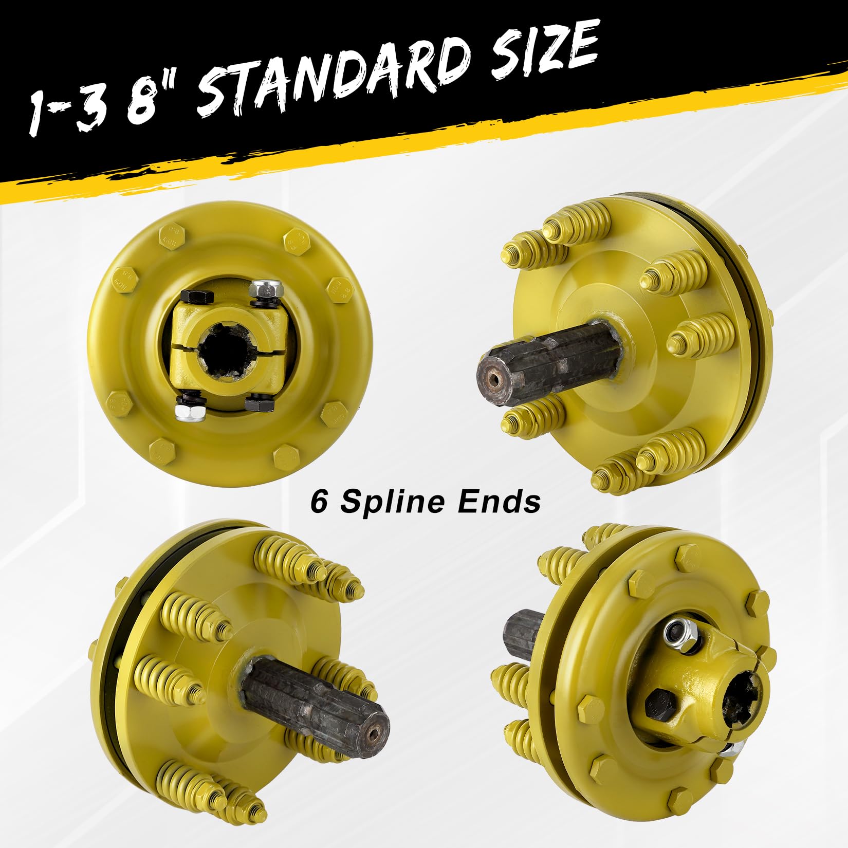 Garvee PTO Slip Clutch, 1 3/8" Slip Clutch, 6 Spline Ends PTO Friction Clutch, Carburized Steel Tractor Slip Clutch, Adjustable Rotary Cutter Slip Clutch, Brush Slip Clutch for PTO Shaft
