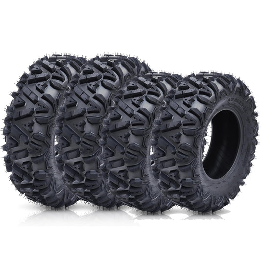 Garvee Set of 4 UTV/ATV Tubeless 6Ply Mud & Trail Tires, Front 26x9-12, Rear 26x11-12, Rubber, Off-Road Terrain