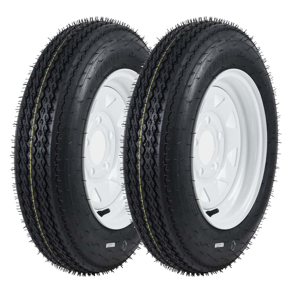 Garvee 4.80-12 Trailer Tire and Wheel Assembly, Heavy-Duty Load Range C, 12 Inch White Modular Wheel for Utility Boat Camper Trailers, Set of 2