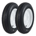 Garvee 4.80-12 Trailer Tire and Wheel Assembly, Heavy-Duty Load Range C, 12 Inch White Modular Wheel for Utility Boat Camper Trailers, Set of 2