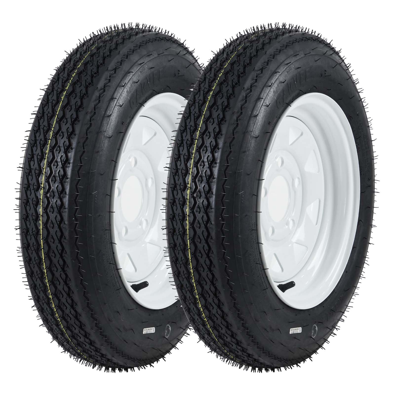 Garvee 4.80-12 Trailer Tire and Wheel Assembly, Heavy-Duty Load Range C, 12 Inch White Modular Wheel for Utility Boat Camper Trailers, Set of 2