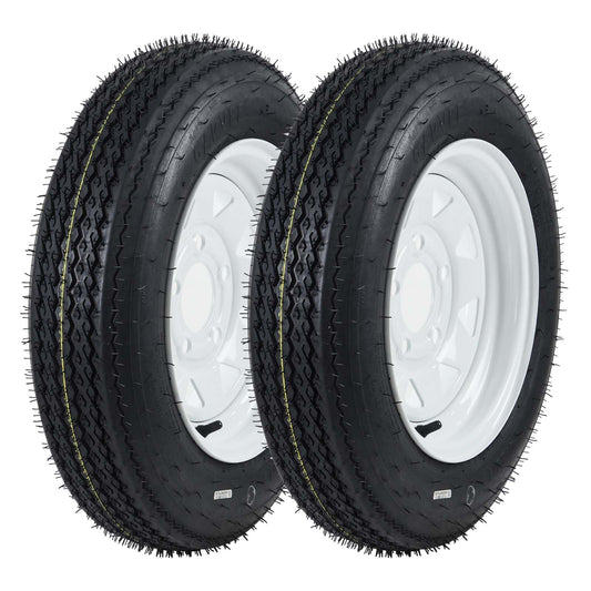 Garvee 4.80-12 Trailer Tire and Wheel Assembly, Heavy-Duty Load Range C, 12 Inch White Modular Wheel for Utility Boat Camper Trailers, Set of 2