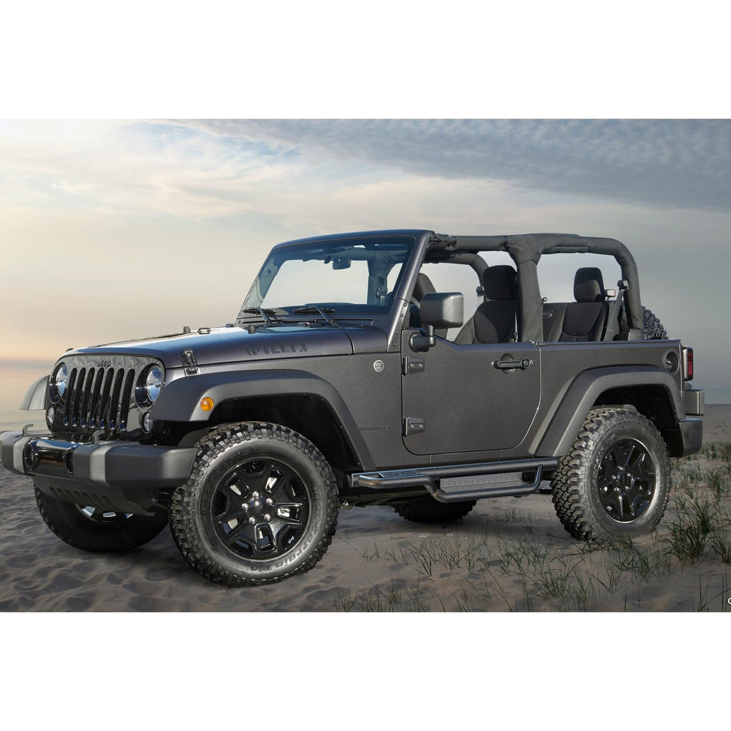 Garvee Running Boards with Two-Stair Design - All-Steel Bolt-On Side Steps, Compatible with 1997-2006 Jeep Wrangler TJ 2-Door, Black Powder-Coated Nerf Bars