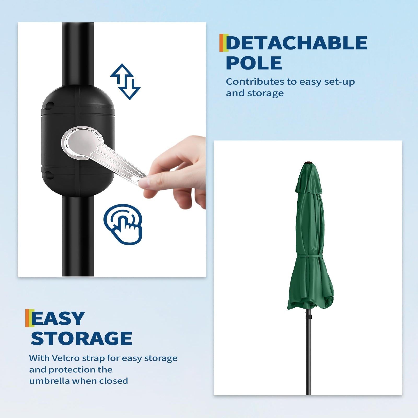 Garvee 9 ft Outdoor Patio Umbrella with 8 Sturdy Ribs, Crank Lift, Push-Button Tilt & UV-Resistant Waterproof Canopy for Pool, Deck, Yard & Garden, Dark Green