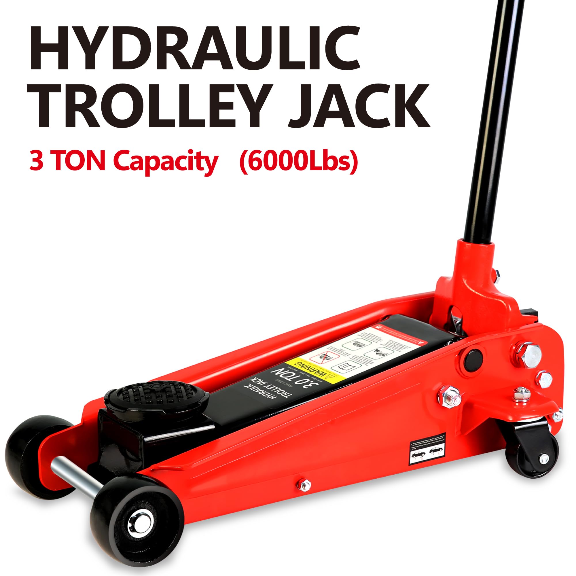Garvee 3 Ton Hydraulic Trolley Floor Jack Heavy-Duty Steel Racing Floor Jack 5.1"-20" Lifting Range Black