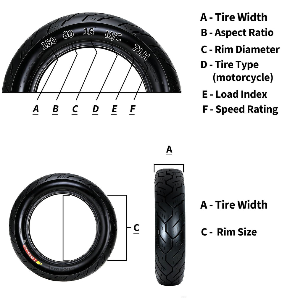 Garvee 150/80-16 Motorcycle Tire Rear Black Wall 4PR 71H Tubeless Street Tire Cruiser Touring High Performance Enhanced Grip Wear Resistance