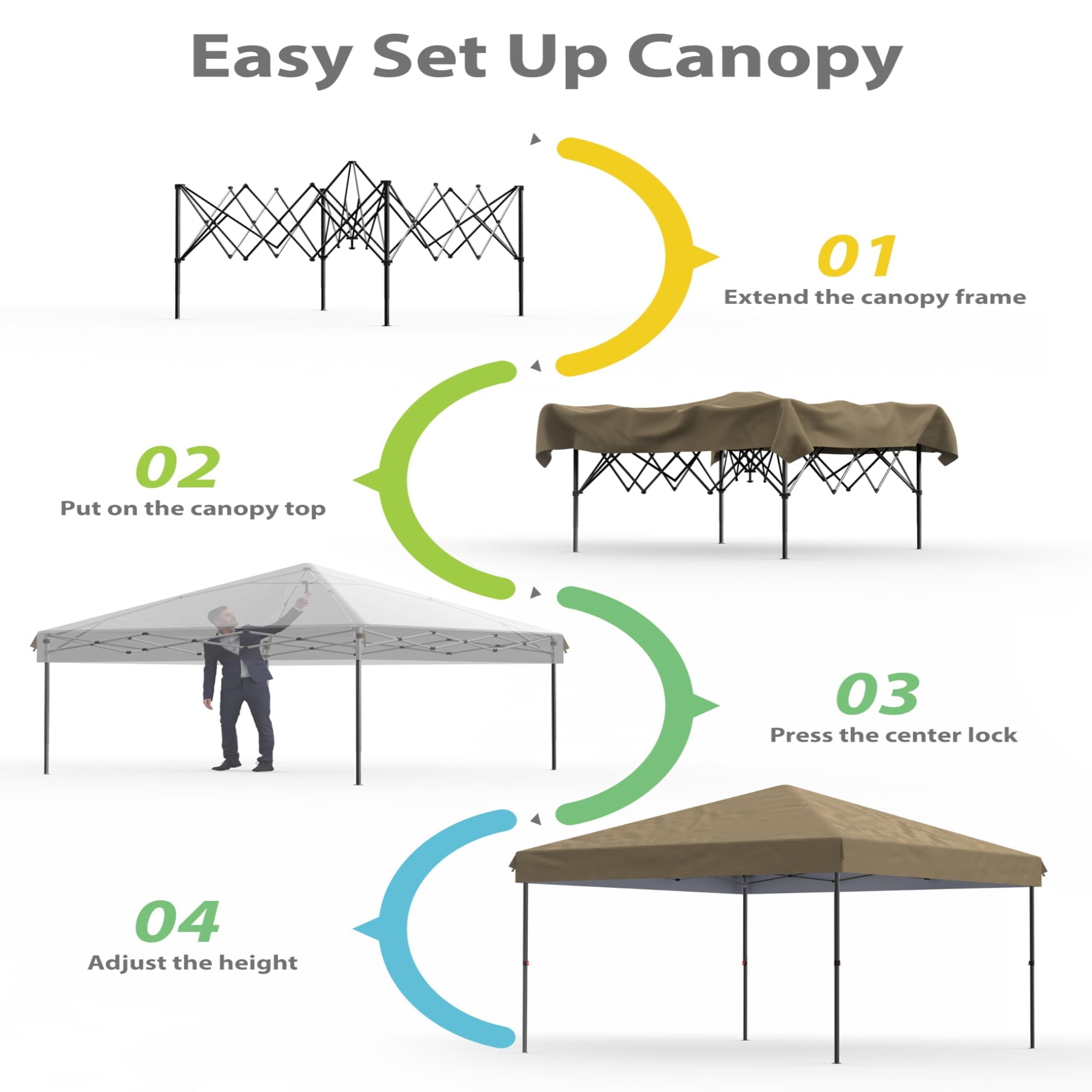 Garvee 10'x10' Pop Up Canopy, Easy Up Canopy Tent, Heavy Duty Tents for Parties, One Person Set Up Event Tent