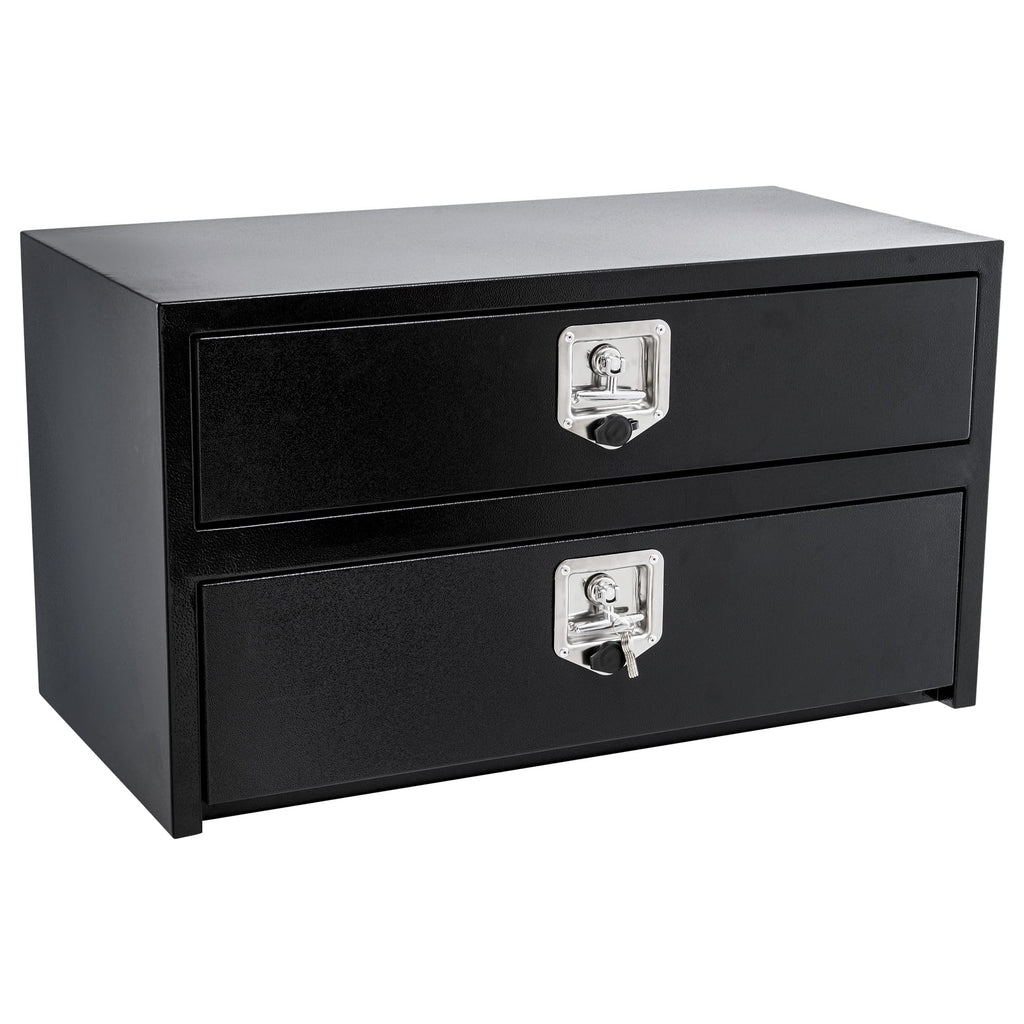 Garvee 36"x18"x20" Black Steel Truck Tool Box w/Drawer, Two-Tier Organizer, Waterproof Underbody Toolbox for Pickup, RV, Trailer, Black
