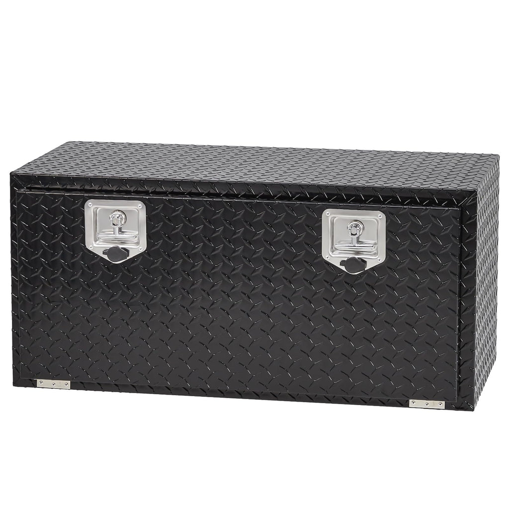 Garvee Aluminum Underbody Truck Box with T-Handle Latch, Waterproof Truck Storage Organizer Chest For Pick Up, RV Trailer, Durable Truck Side Tool Box with a Mesh Pocket-Black