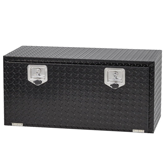 Garvee Aluminum Underbody Truck Box with T-Handle Latch, Waterproof Truck Storage Organizer Chest For Pick Up, RV Trailer, Durable Truck Side Tool Box with a Mesh Pocket-Black