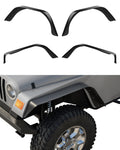 Garvee 4 PCS Flat Front & Rear Fender Flares Fits For 1997-2006 Jeep Wrangler TJ & LJ, Off-Road Metal Steel Wheel Liner, Textured black