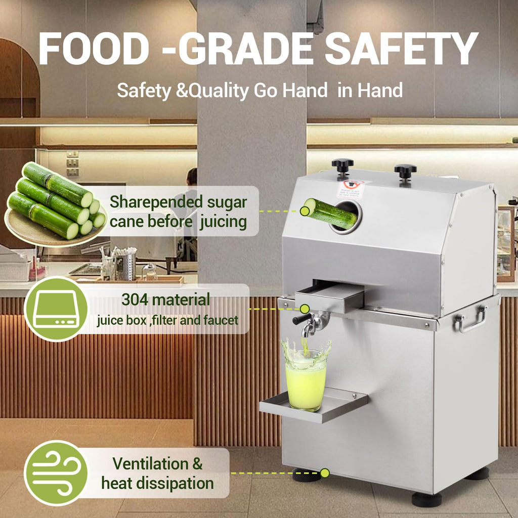 Garvee Sugarcane Juicer, 800W Sugarcane Juicer with 3 Stainless Steel Drums, 2.4-inch Large Inlet, Sugarcane Juicer without Wheel, 661LBS/H, Suitable for Home/Commercial Use