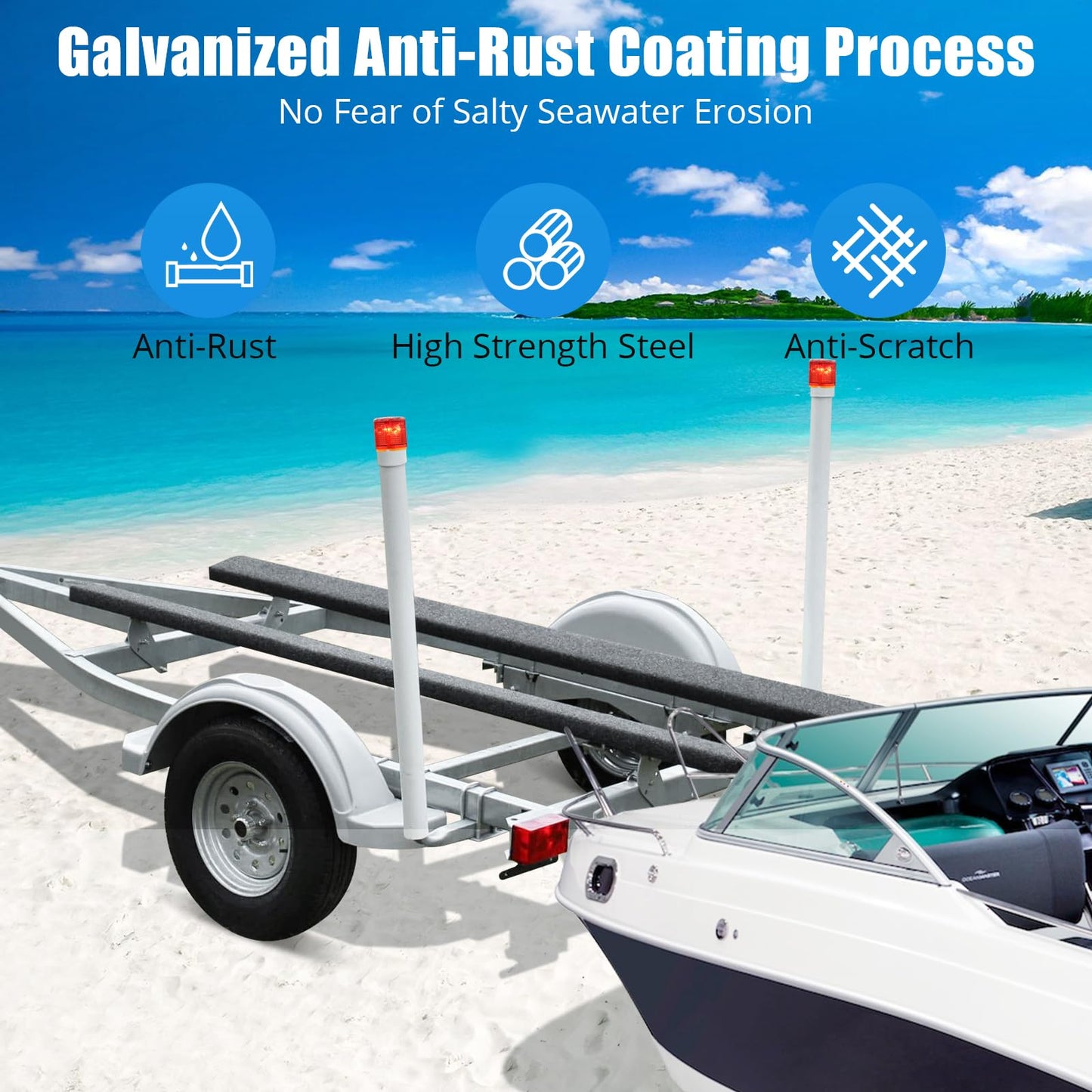 Garvee 40" 2PCS Rustproof Steel Trailer Guide with Light, Boat Trailer Guide, Adjustable Width Design Trailer Guide Poles, Trailer Guides with PVC Pipes with Light