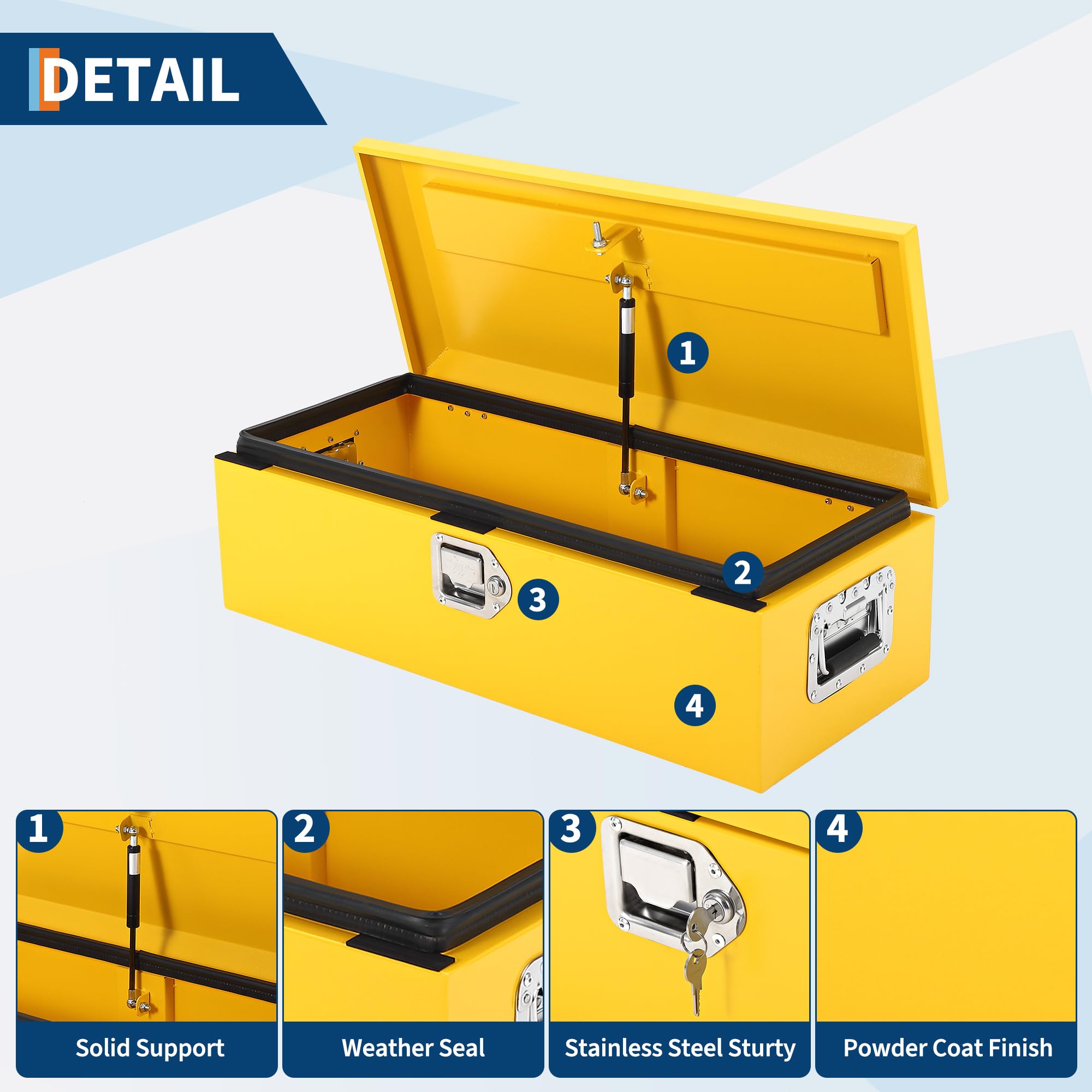 Garvee 30"X13"X10" Steel Truck Bed Tool Box, Diamond Plate, Side Handle & Lock Keys, Pickup Truck, Compact, Black