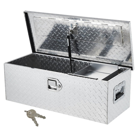 Garvee 30 Inch Aluminum Truck Tool Box, Truck Bed Storage Box with Security Lock and Wider Handles, Heavy Duty Waterproof Tool Box Organizer Chest for Pick Up Truck Rv Trailer - Silver