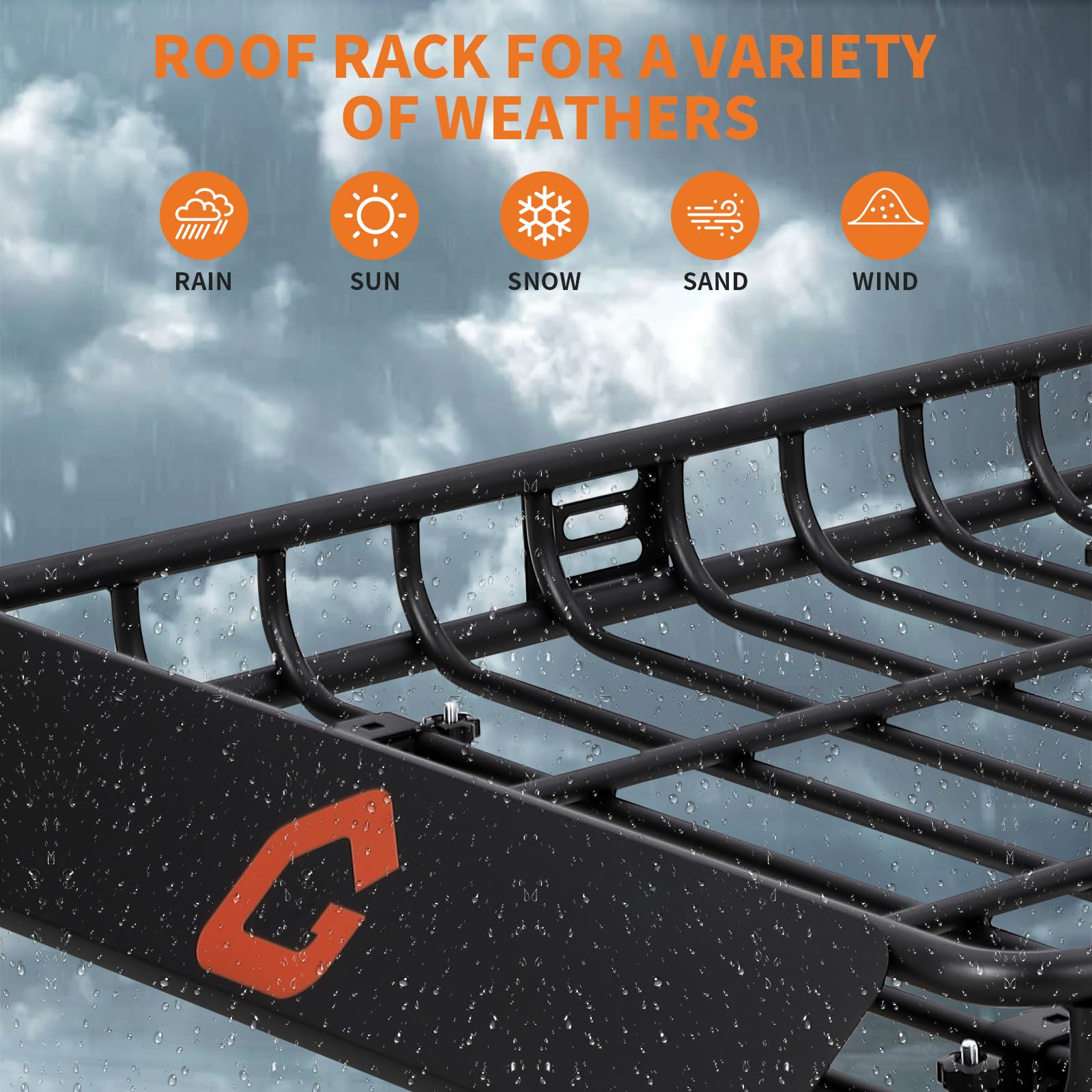 Garvee Roof Rack Cargo Carrier Basket - 46"x36"x4.5" with Cargo Net and Luggage Holder, 200 lbs Capacity, Universal Fit for Pickup Trucks, Black