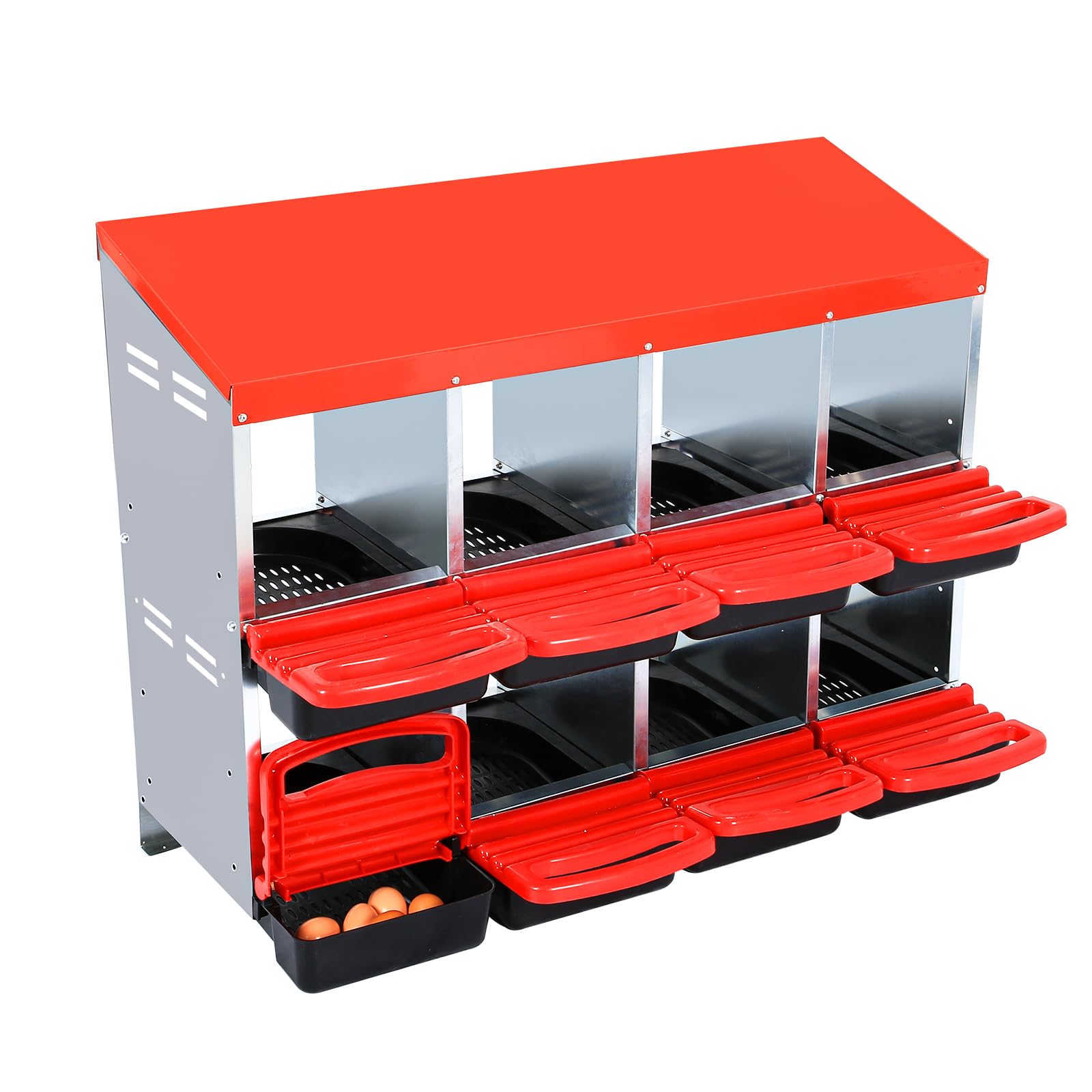 Garvee 10 Holes Nesting Boxes for Chickens, Chicken Coops for 6 Chickens Laying Eggs, 6 Compartments Chickens Egg Laying Nest Boxes, Galvanized Steel 6 Holes Chicken Cage for Hens