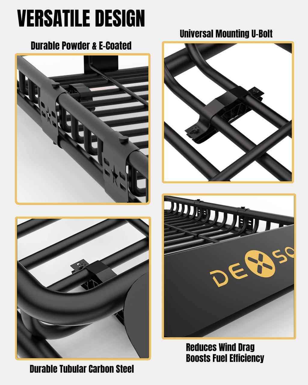 Garvee 51" x 36" x 5" Universal Roof Rack Carrier Basket, Heavy Duty Car Cargo Rack for SUVs and Trucks, Black, 200 Lbs Capacity