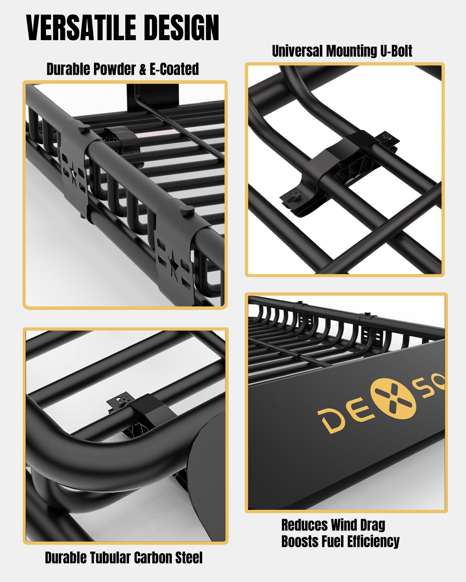 Garvee 51" x 36" x 5" Universal Roof Rack Carrier Basket, Heavy Duty Car Cargo Rack for SUVs and Trucks, Black, 200 Lbs Capacity