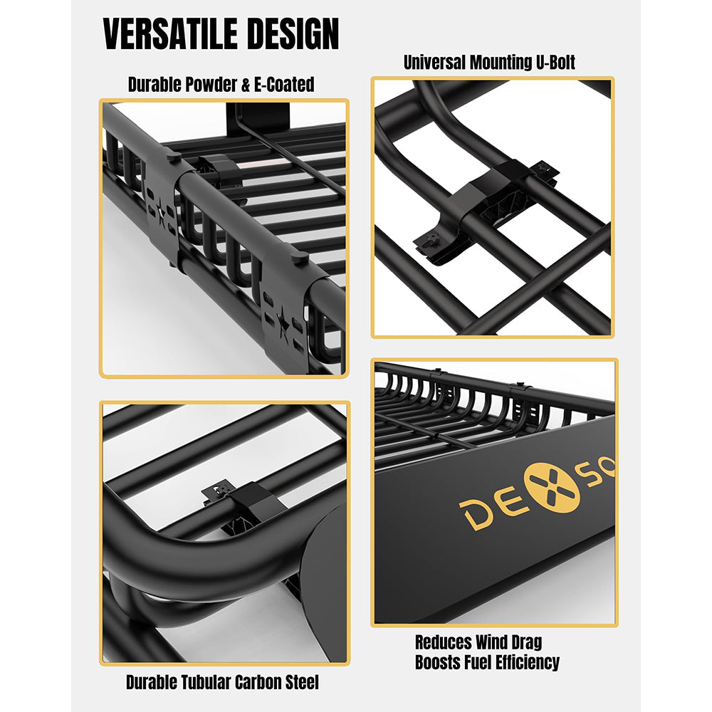 Garvee 84" x 39" x 6" Universal Roof Rack Basket - 200 lbs Capacity Heavy-Duty Rooftop Cargo Carrier with Extension for SUVs, Trucks, and Vehicles, Black