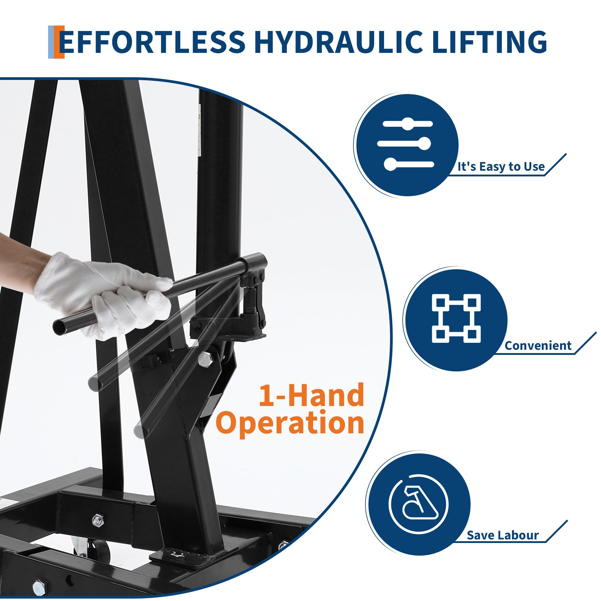 Garvee Engine Hoist Cherry Picker 2 Ton Folding Hydraulic Shop Crane Adjustable Boom Black 6 Casters