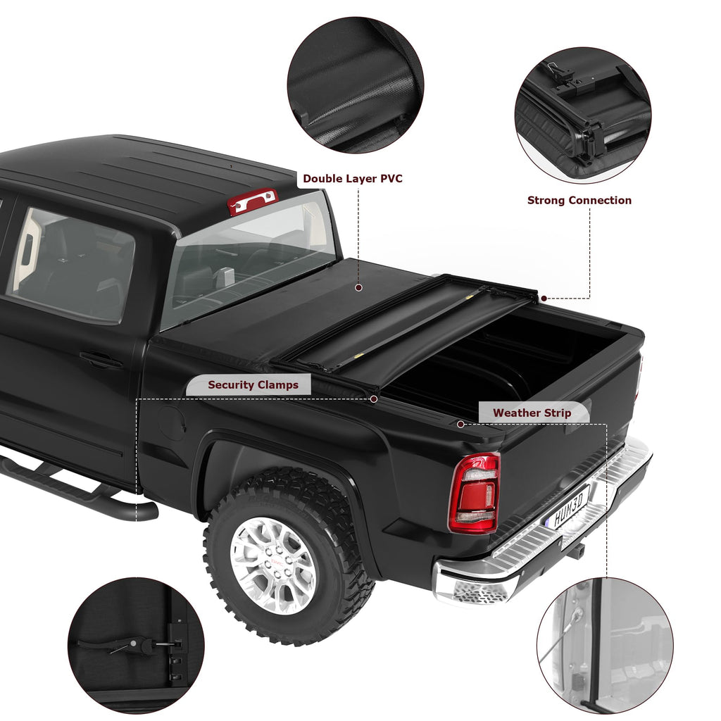 Garvee Soft Tri-Fold Truck Bed Tonneau Cover Compatible with 2009-2024 Dodge Ram 1500(Classic&New), Fleetside 5.7 ft Bed Without Rambox