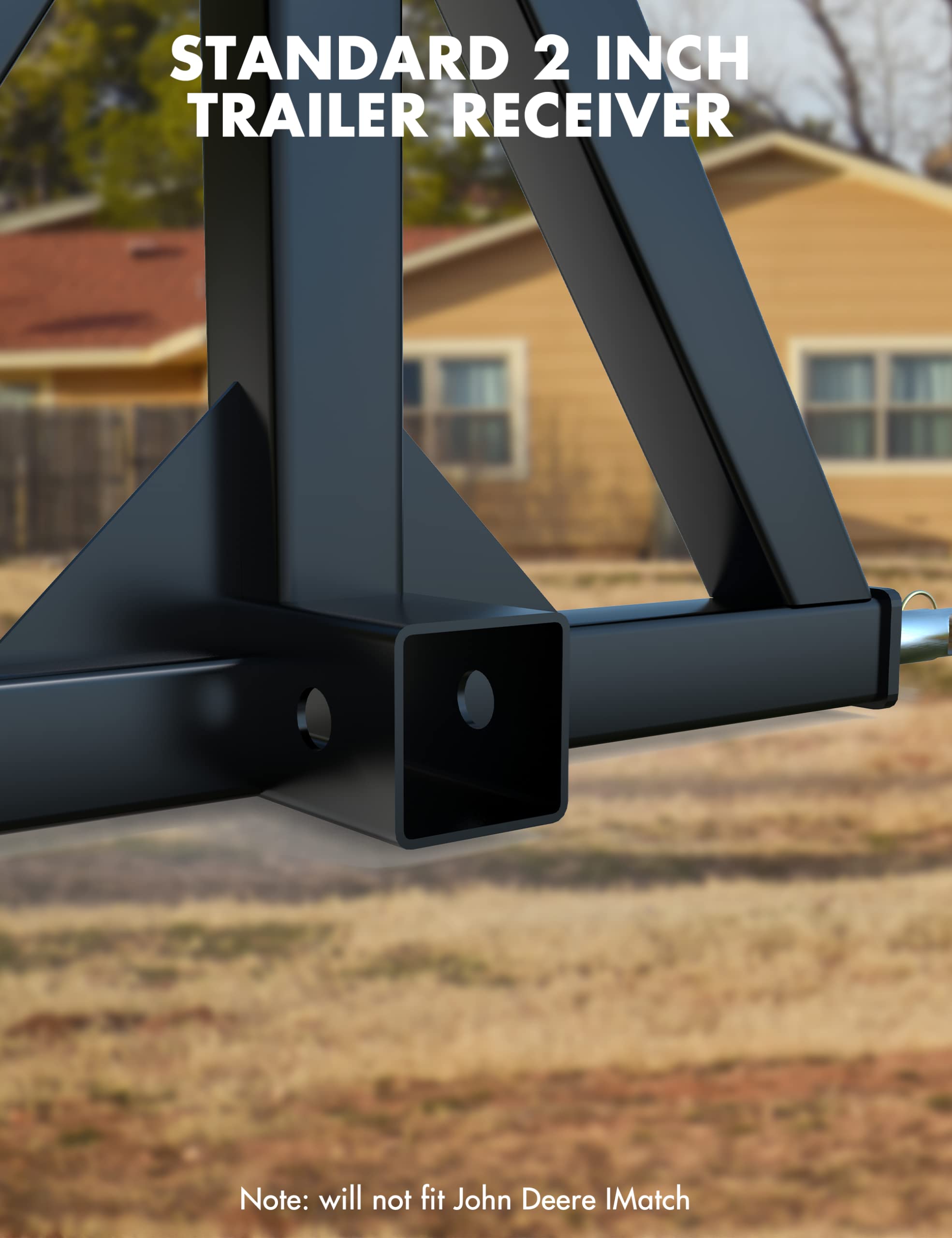 Garvee 3 Point 2" Trailer Hitch Receiver, Steel Drawbar Adapter with 7/8" Pin Tube for Category 1 Tractor