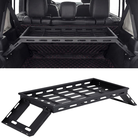Garvee Rear Trunk Cargo Storage Rack For 2007-2025 Wrangler JK JKU & JL JLU Unlimited 4 DR, Heavy-Duty Carbon Steel, Black, 350LBS Capacity, Easy Installation