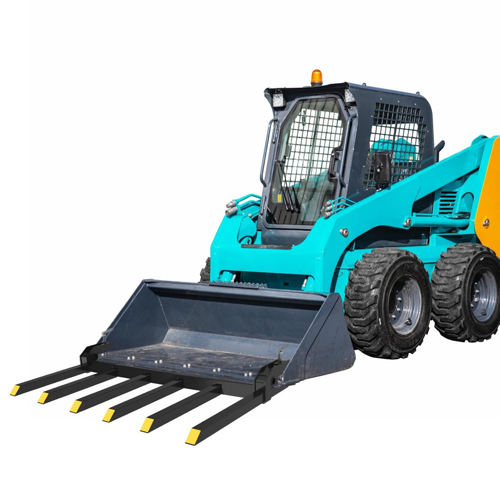 Garvee 58" Clamp-On Debris Forks for 60" Tractor Buckets, 4000 lb Heavy-Duty 6-Tine Steel Attachment for Brush, Logs, Hay & Farm Cleanup