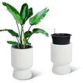 Garvee 14 Inch Plant Pots, Self Watering Planters Set of 2 with Drainage Holes, Tall planters for Indoor Plants, Flower Pots with Water Level Monitor, for Patio, Porch, Living Room, Home Office, White