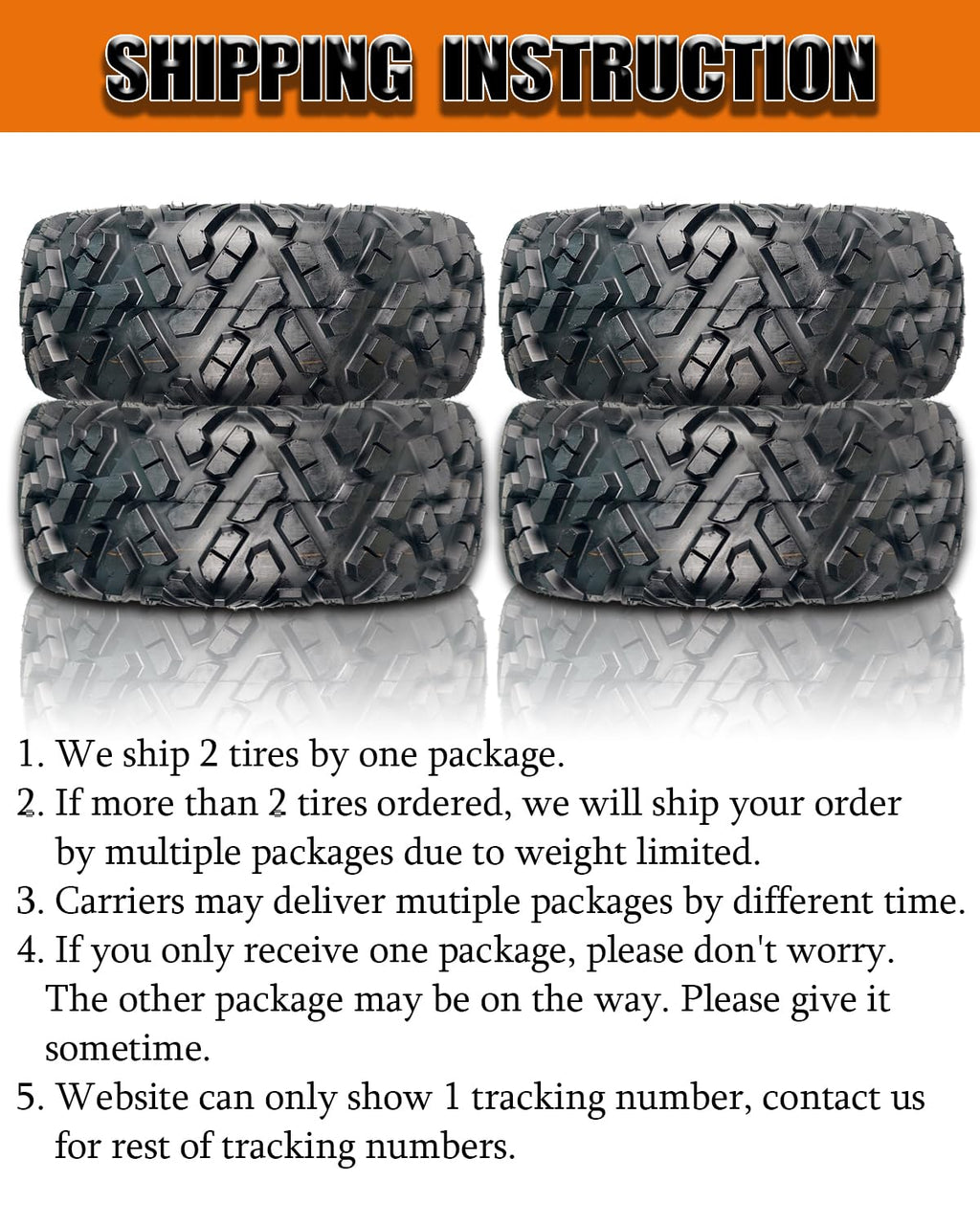 Garvee Set of 2 25x10-12 6PR ATV UTV Tires, All Terrain, Tubeless, Heavy-Duty for Mud, Trail, Sand, Gravel & Street, Black