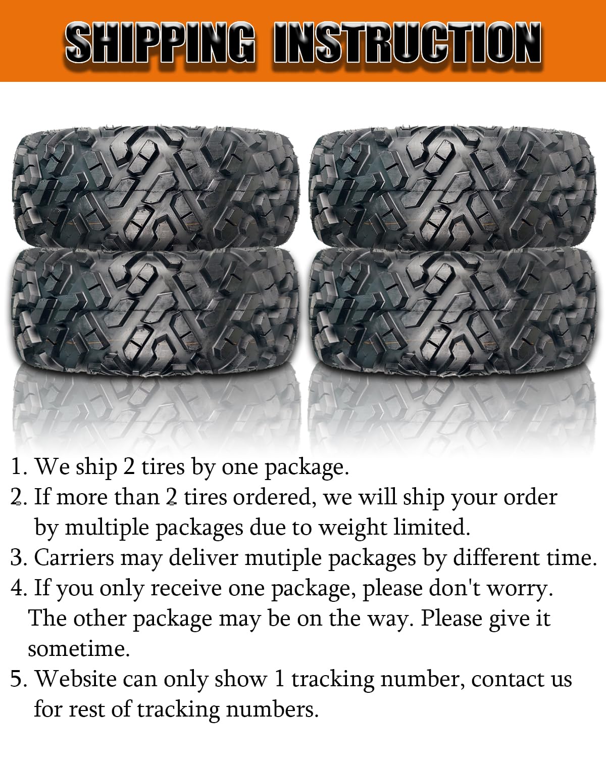 Garvee Set of 2 25x10-12 6PR ATV UTV Tires, All Terrain, Tubeless, Heavy-Duty for Mud, Trail, Sand, Gravel & Street, Black