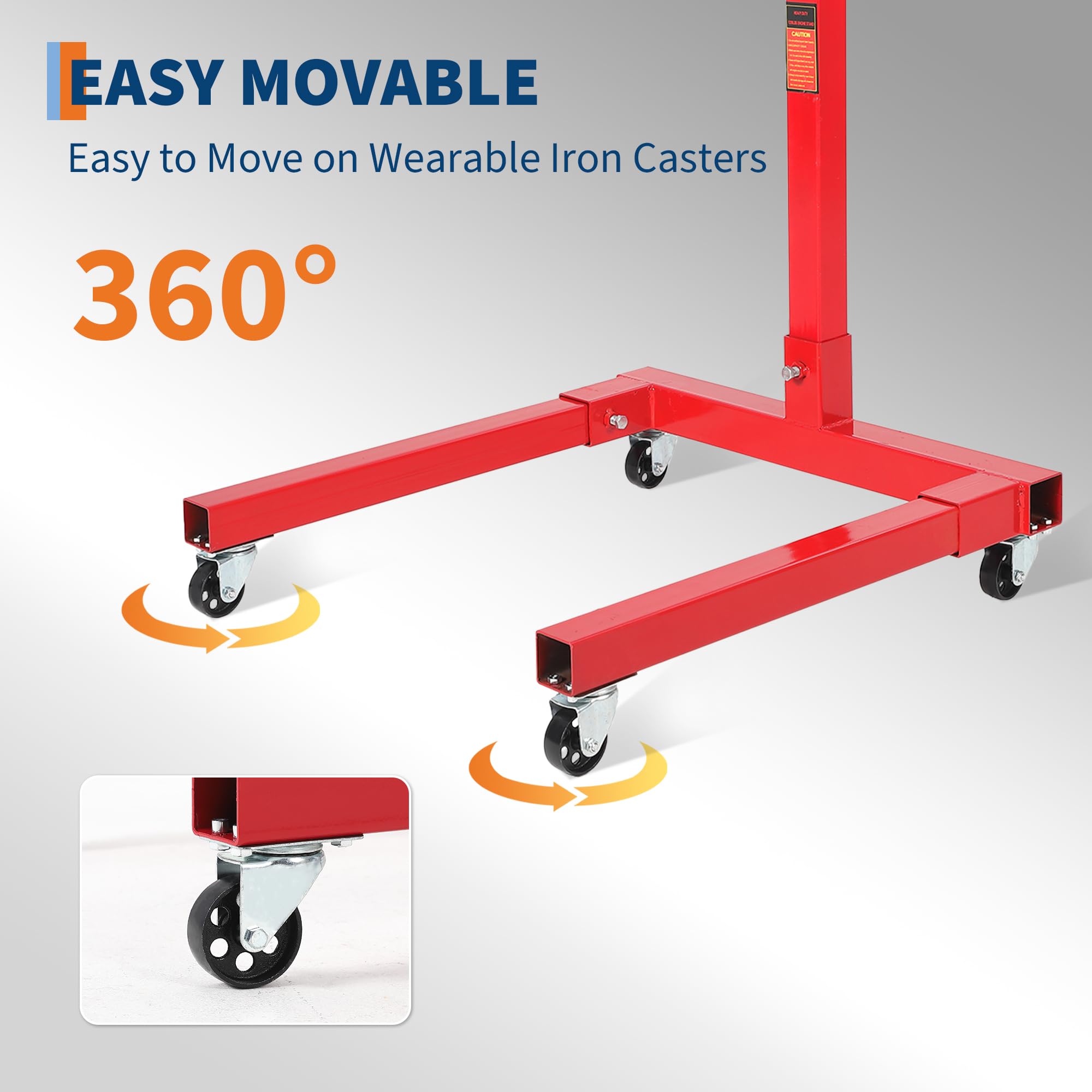 Garvee Engine Stand 1300 LBS Rotating Motor Stand with 360° Rotating Head, Adjustable Arms, Casters for Vehicle Maintenance, Durable Steel, Black