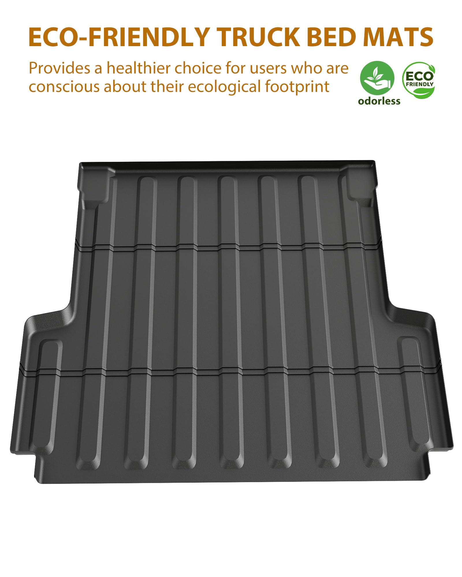 Garvee Truck Bed Mat Custom Fit TPE All Weather Pickup Truck Bed Liner Accessories for 2007-2018 Chevy Silverado GMC Sierra 1500 5.7 FT Black
