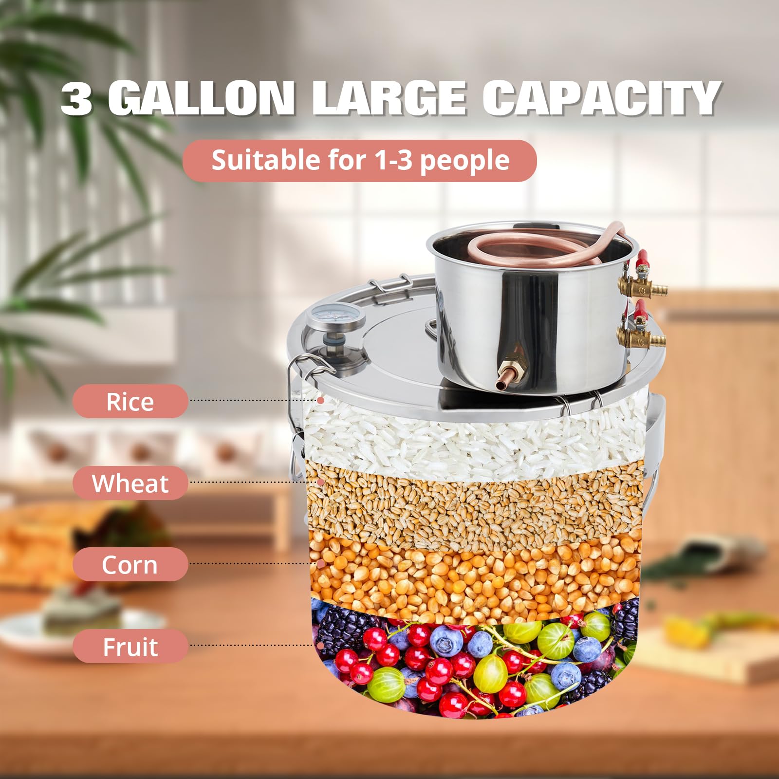 Garvee 10Gal(2 Pots) Alcohol Distiller, Stainless Steel Kit with Copper Tube for Home Brewing Whisky, Wine, Brandy