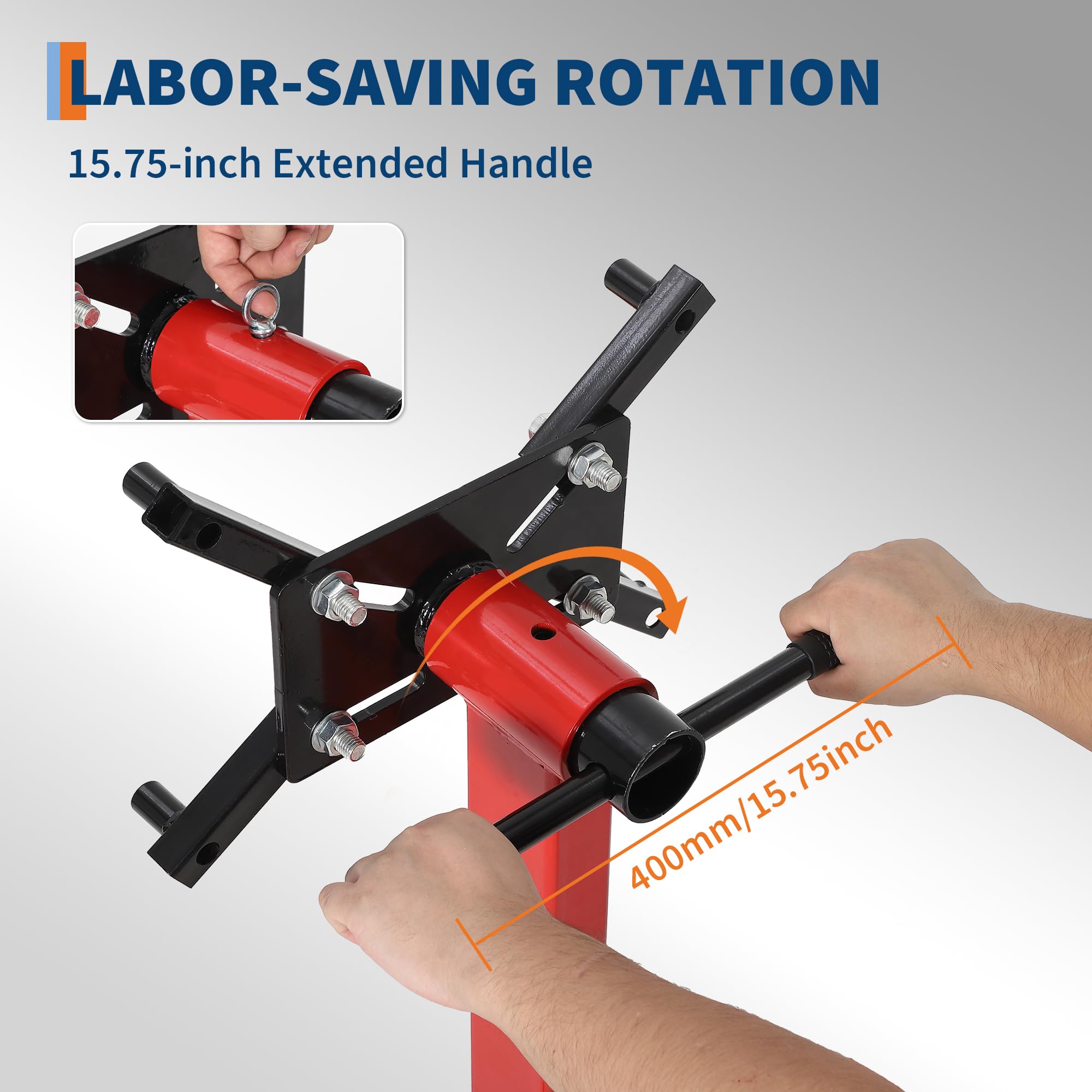 Garvee Engine Stand 1500 LBS Rotating Motor Stand with 360° Rotating Head, Adjustable Arms, Casters for Vehicle Maintenance, Durable Steel, Black